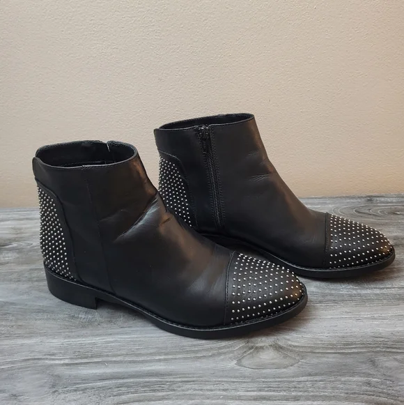 Stelle Monelle Studded Black Leather Ankle Boots Size 40 - Picture 12 of 13